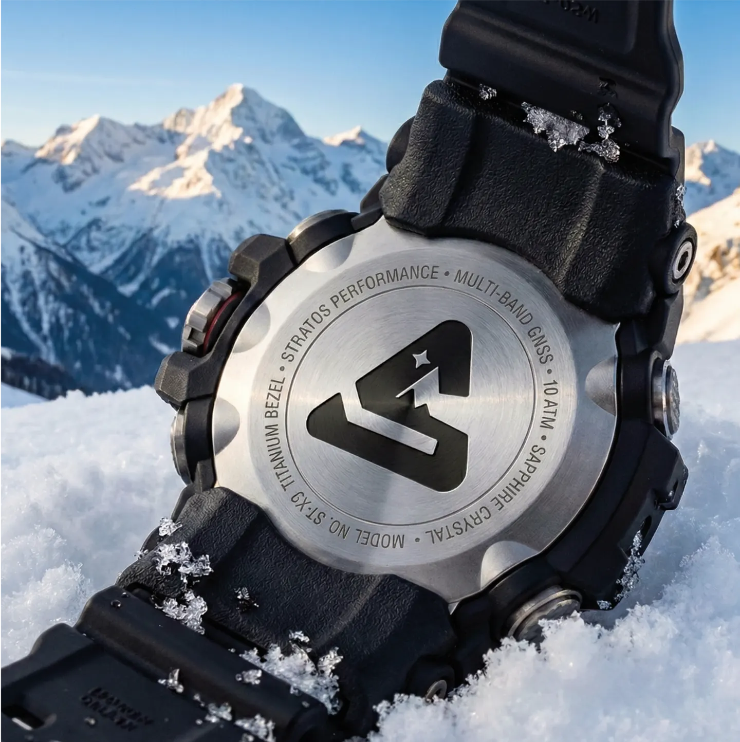 Recherche visuelle Stratos appliquée sur une montre en montagne