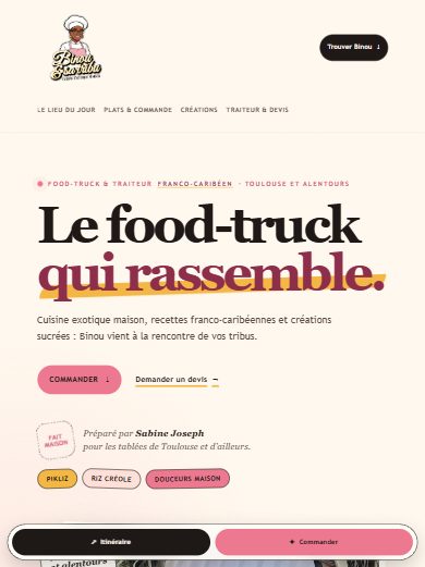 Le site Binou & sa tribu affiché sur mobile