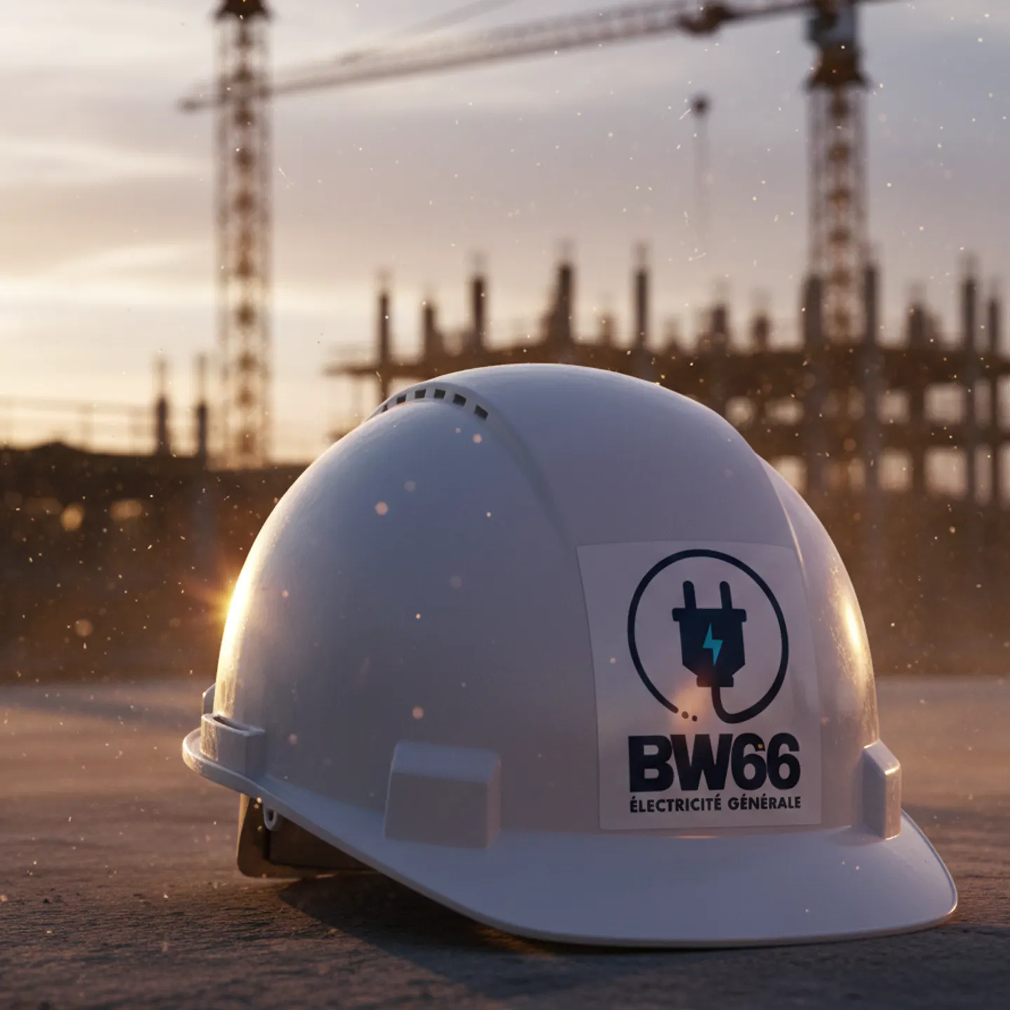 Casque de chantier portant l’identité Électricité Générale BW66