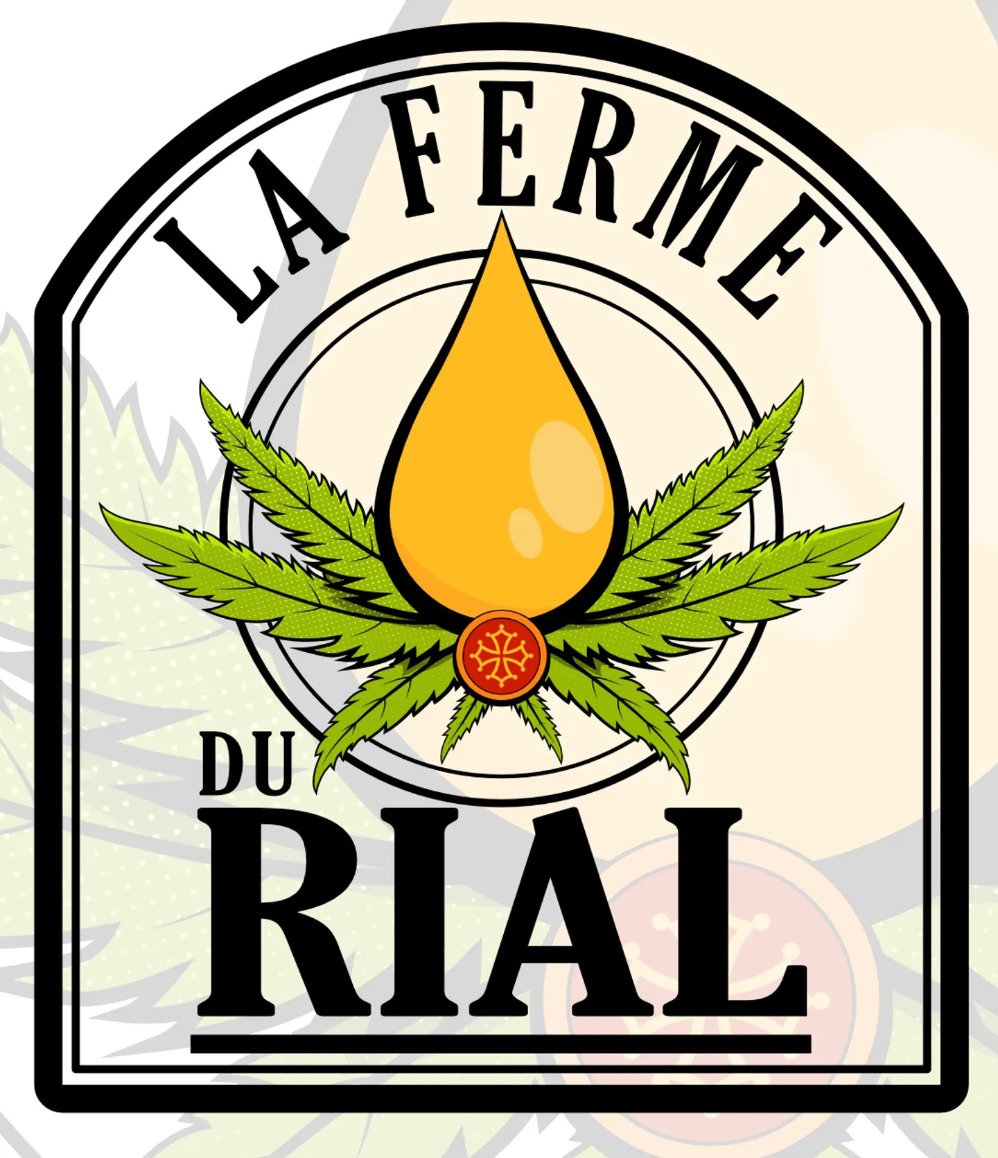 Identité illustrée La Ferme du Rial avec emblème végétal